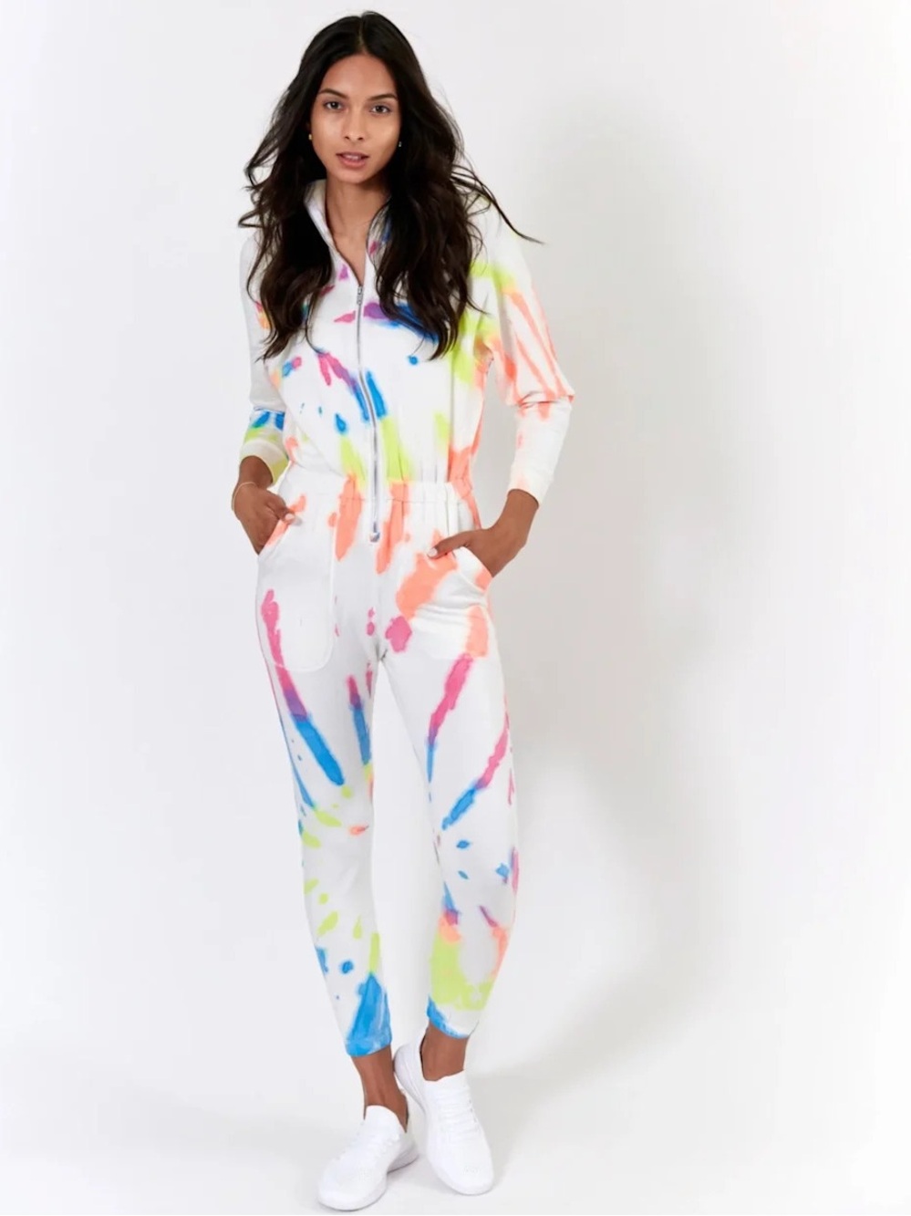 Lezat Neon Tie-Dye Terry Jumpsuit - Comfort Lounge Romper
